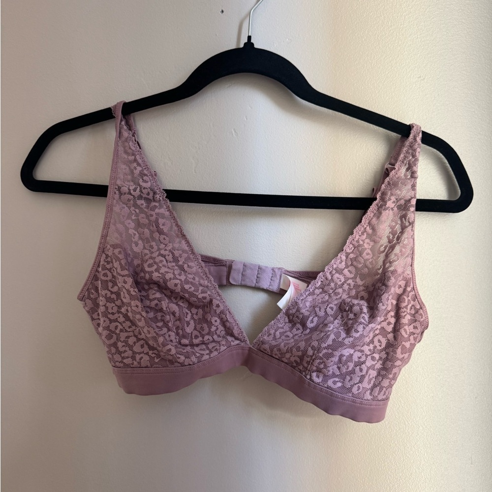 Victoria’s Secret Pink lilac lace bralette loungey soft stretch L coquette
